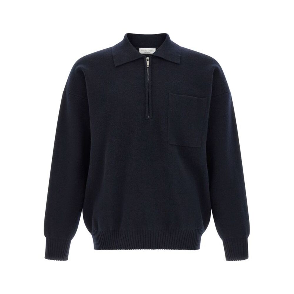Roberto Collina Blue Merino Wool Polo Men's Shirt